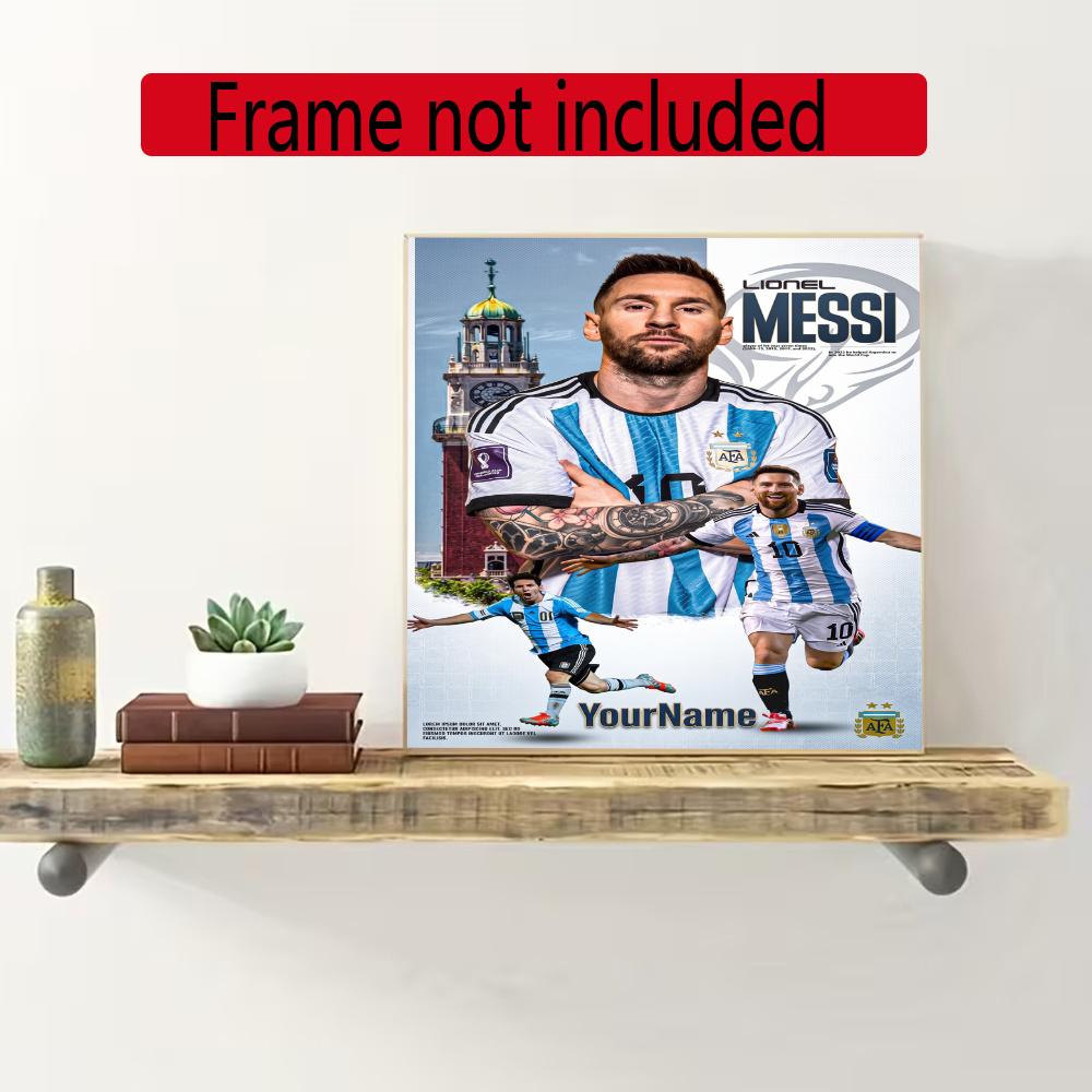 Messi Customize Your Name Diamond Painting Round Diamond Diy Frameless Holiday Artwork Suitable For Home Office Wall Decoration