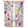 Blommor Täta blad Kronblad Moderna tryckta Tyllgardiner för sovrum Balkong Fönsterdekor Kreativt Mode Hem Skin gardin
