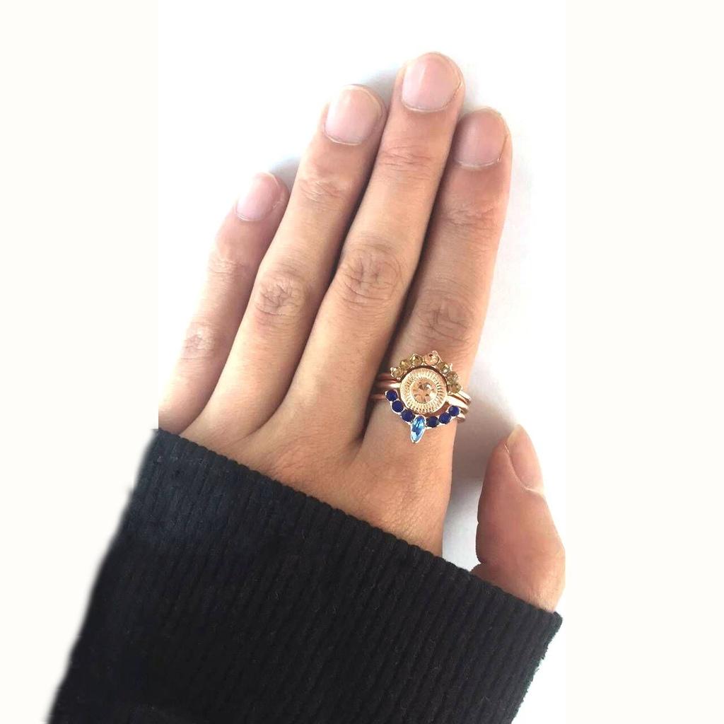 Ensemble de Bagues Style Ethnique Vintage Pierre Précieuse Rouge Bague Rose pour Femmes Bagues Empilables Ensemble de Bagues de Doigt