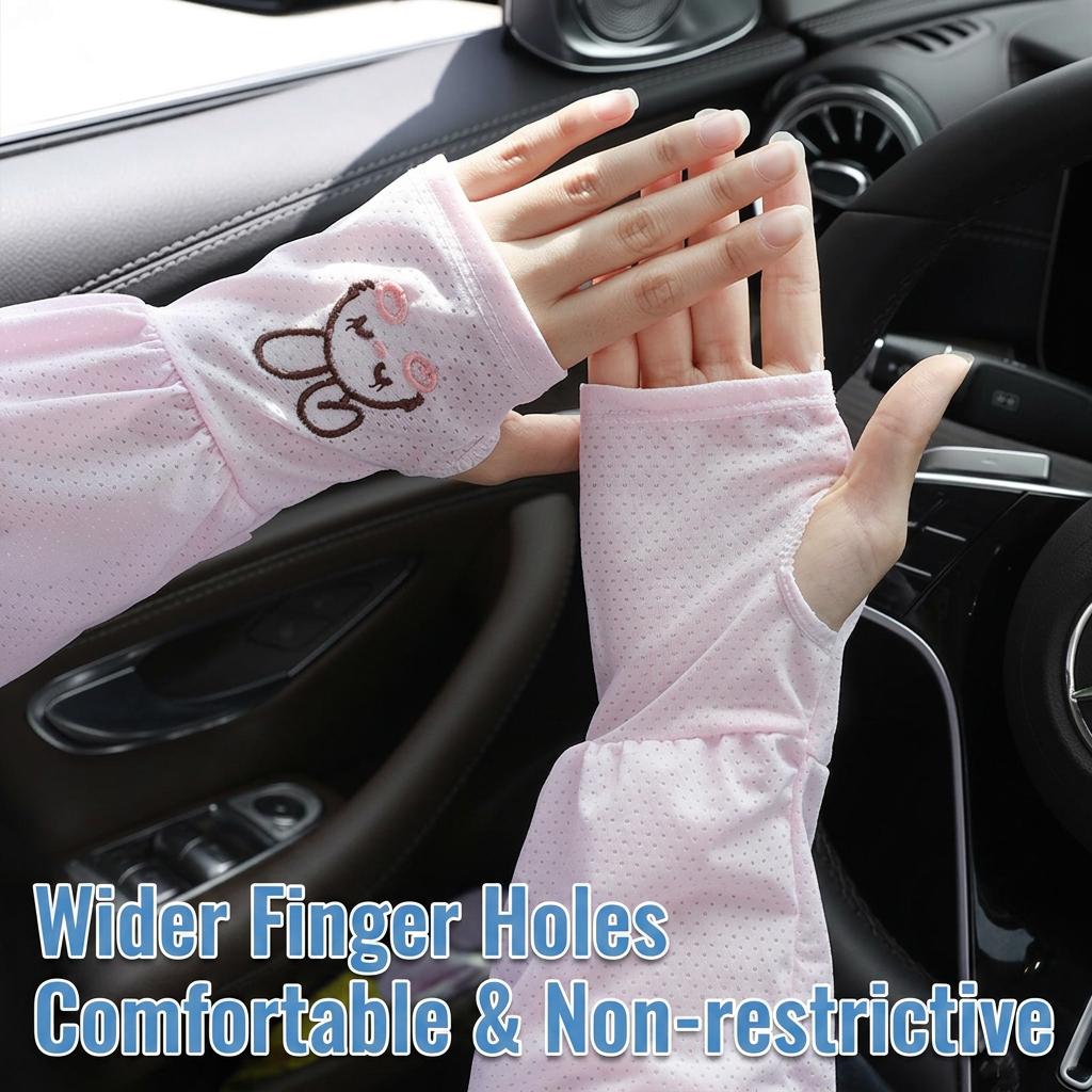 Uv Arm Sleeves Ice Silk Ice Silk Arm Sleeves Cute Bunny Sun Sleeves Breathable Breathable Arm Warmers For Camping Driving
