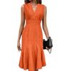 Abito Estivo da Donna Casual Scollo a V Senza Maniche Coda di Pesce Midi Abito da Festa Cocktail Aderente per Lavoro Quotidiano