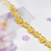 Ginkgo Leaf Diamond Bracelet In Vietnamese Sand Gold - Apricot Beaded Gift for Her Birthday