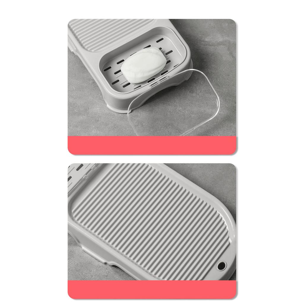 Washboard, Slip Proof Design Laundry Board with Drainable Soap Holder Scrubbing Board Efficient Cleaning Washing Clothes Holder for Dormi