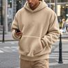 Loose Fit Pullover Hooded Sweatshirt Solid Fleece Lined Men S Casual