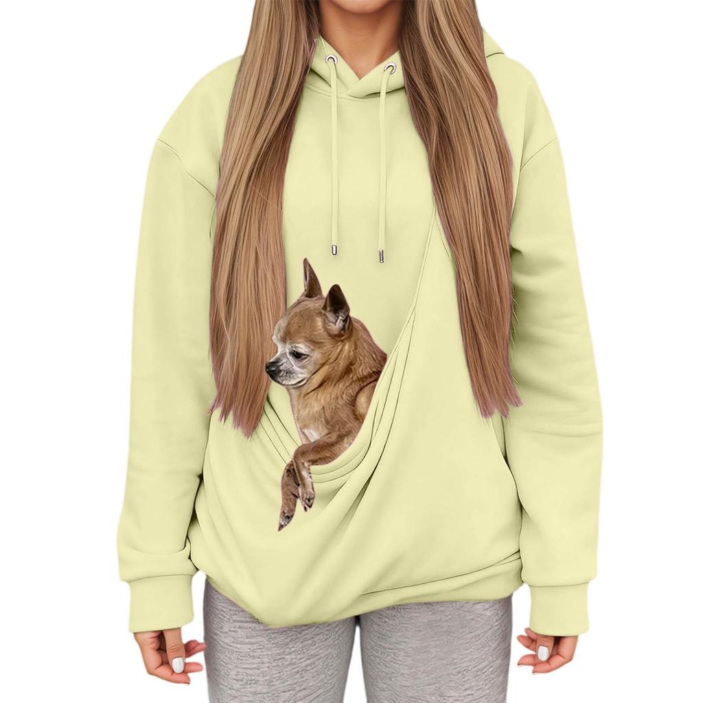 Women's Hoodie, Pet Bag, Sports Shirt, Pet Cat And Dog Pocket Holder, Top