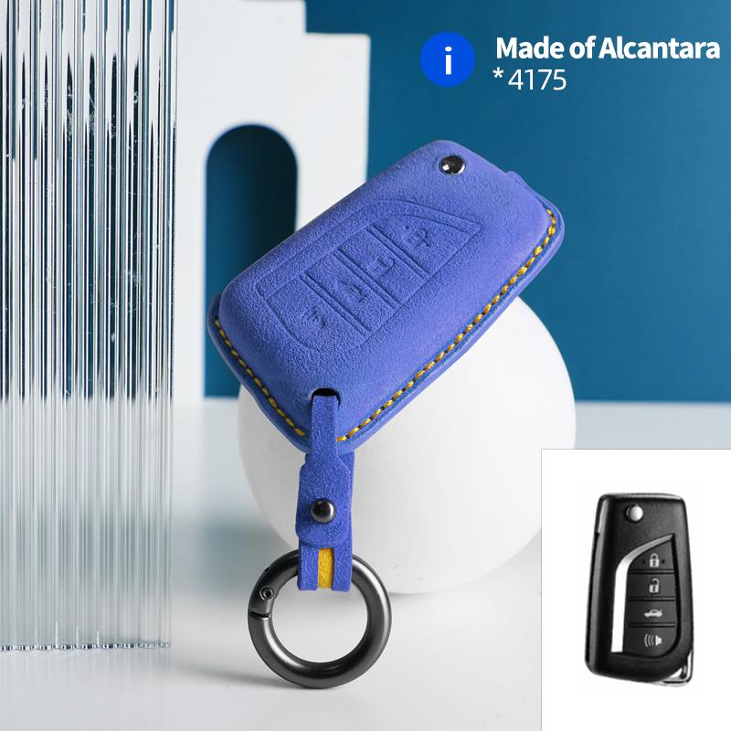 For Toyota Auris Corolla Avensis Verso Yaris Aygo Scion 4 Buttons Car Remote Key Case Cover Shell Suede Alcantara Accessories