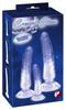 Crystal - Set of 3 Training Anal Dildos, 3 Sizes, Blue