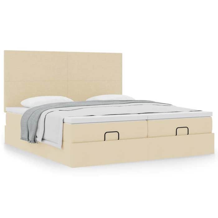 Cadre de lit ottoman avec matelas - Maison Exclusive - 180x200 cm - Tissu crème - Rangement hydraulique