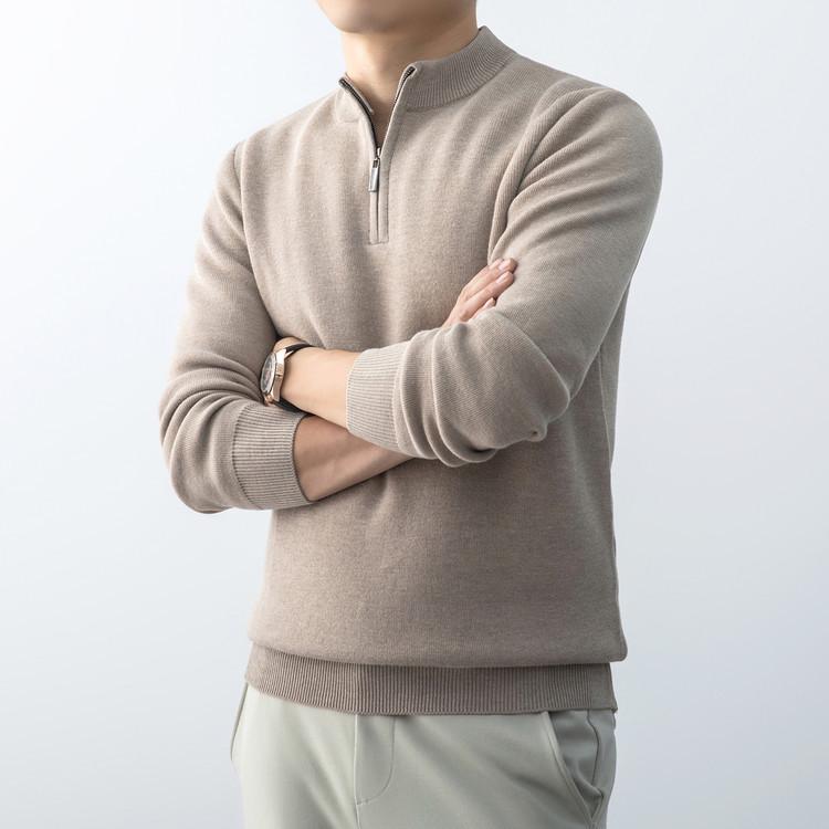 Men's Thickened Plus Velvet Zipper Pullover Knitwear - Autumn/Winter Casual Fashion Long Sleeve