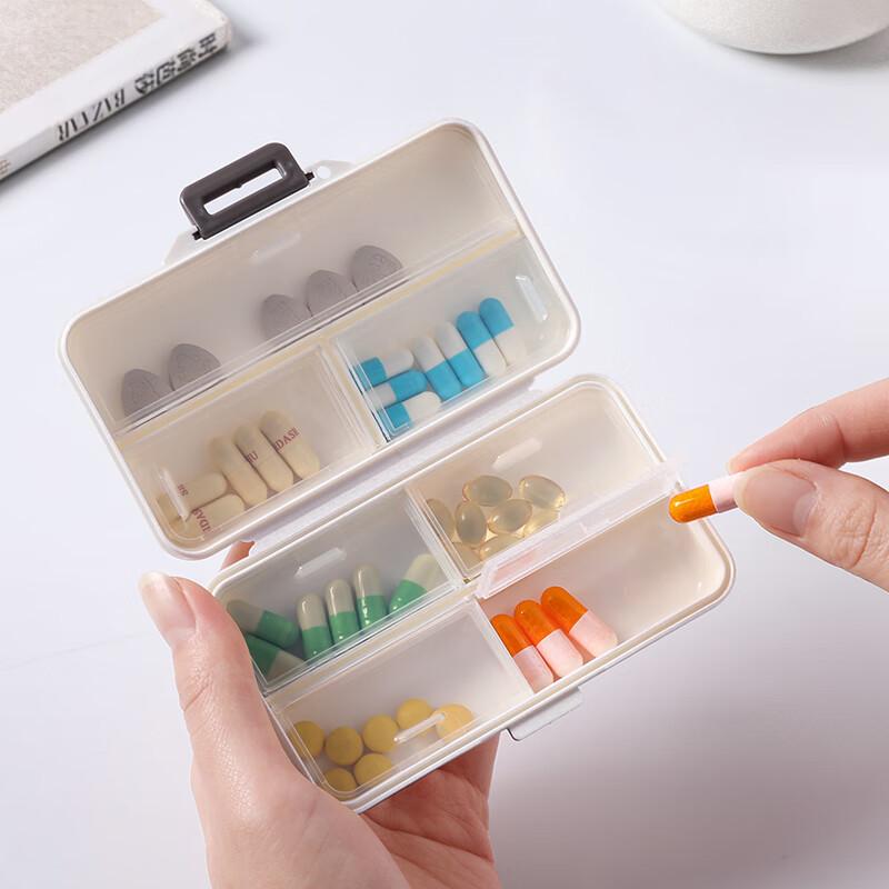 Etravel Portable Pill Organizer, Large Capacity Medicine Box, Pill And Jewelry Case, 7-Day Extended 7-Compartment Rectangular Pill Case