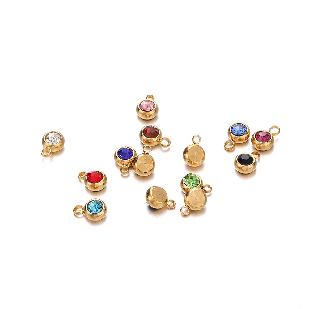 20 Stück 6mm Edelstahl Strassperlen Goldfarbe Kristall Anhänger für DIY Halskette Armband Charm Schmuckherstellung