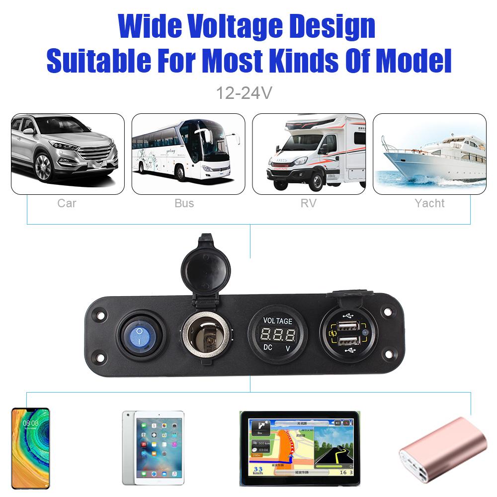 24V 12V Switch Panel 8 Buttons Car Light Toggle USB Chargers Power Adapter Caravan Accessories for Boat Van Truck Trailer Marine Battery Switches5