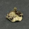 Vintage Brass Carp Lotus Leaf Micro Carved Ornament Creative Home Decoration Metal Lotus Leaf Fish Ornament Desktop Tea Pet