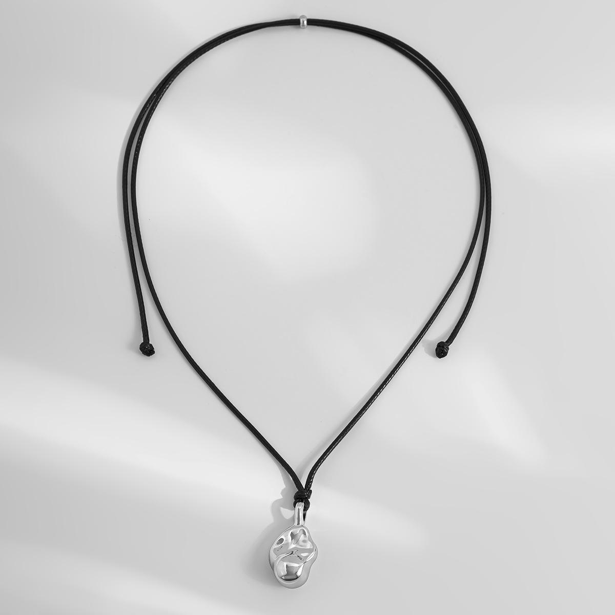 

Модные металлические ожерелья с подвеской в виде боба для женщин, регулируемые черные кожаные шнурки, длинные цепочки для свитера, аксессуары с цирконом