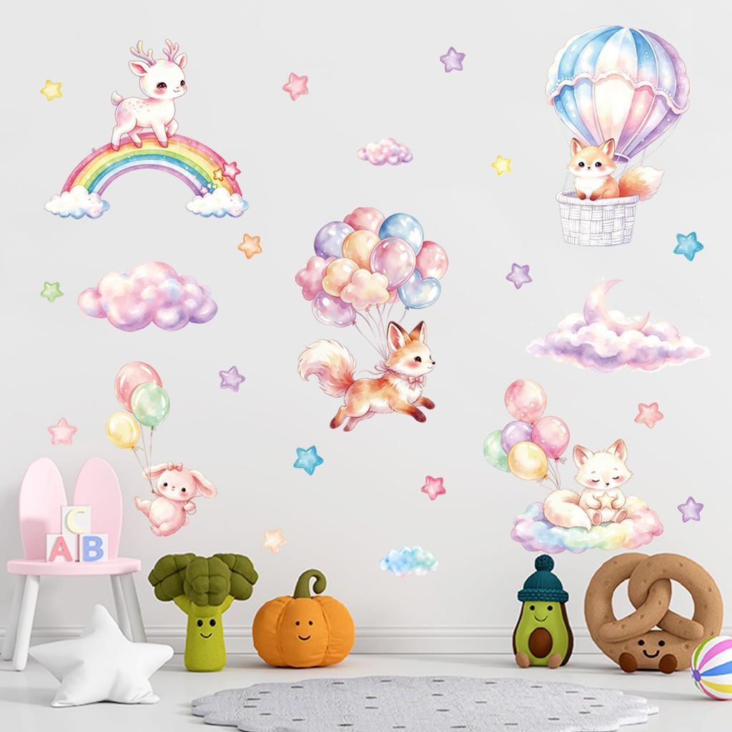 Dreamy Cartoon Fox Wall Sticker Removable Living Room Bedroom Kids Home Decor