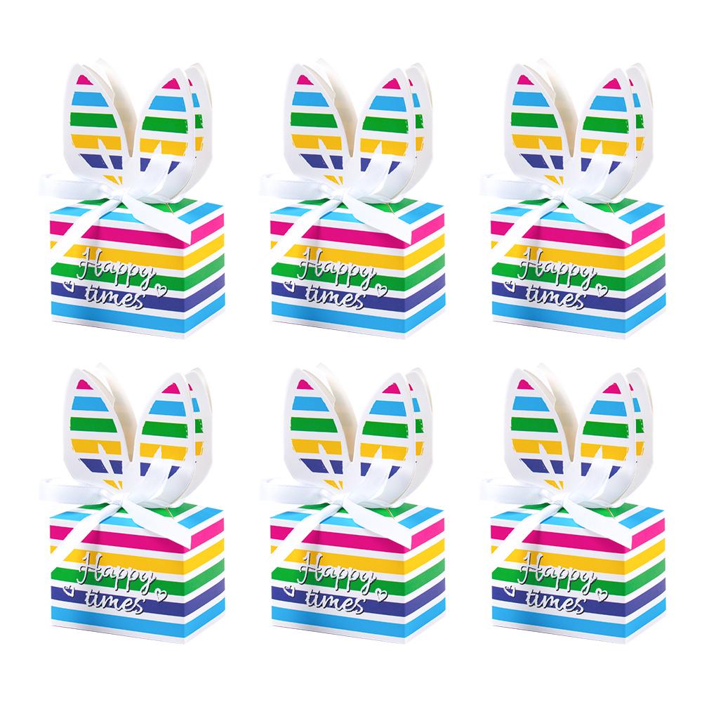 10/20pcs Cute Rainbow Rabbit Ears Paper Cookie Candy Box Happy Easter Day Party Gift Bunny gift Packing Boxes Decoration 2025