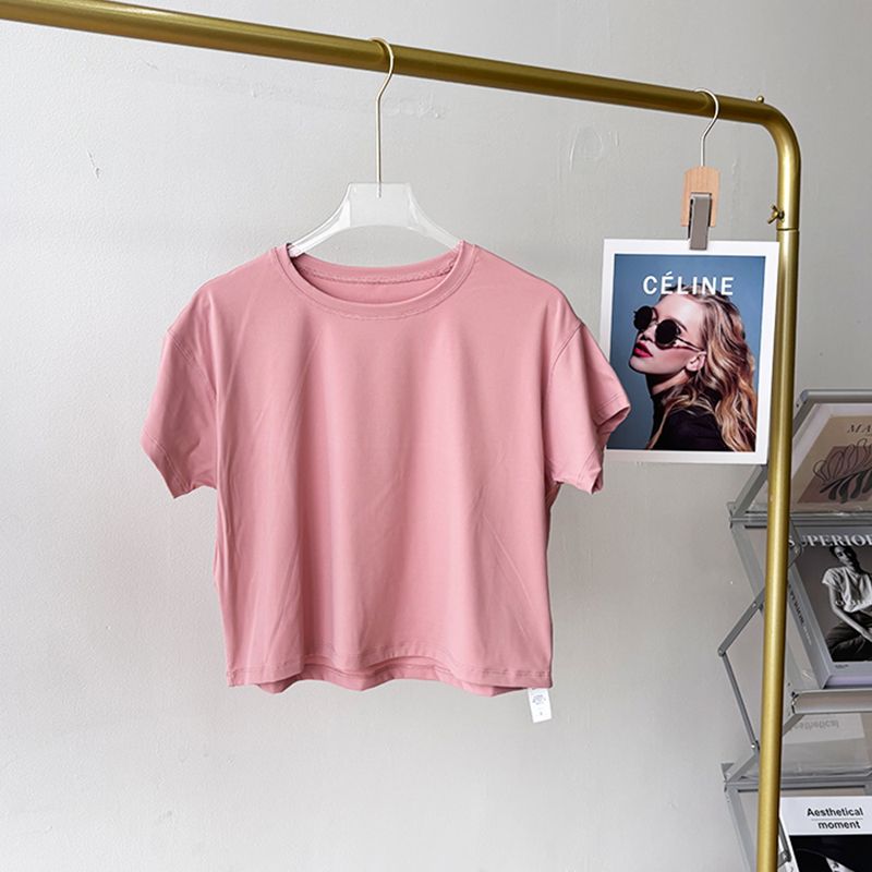 Lu Same Style Yoga Clothes T-shirt Women's Summer Shorts Loose Quick-Drying Breathable Sports Running Short Sleeve T-shirt Workout Clothes