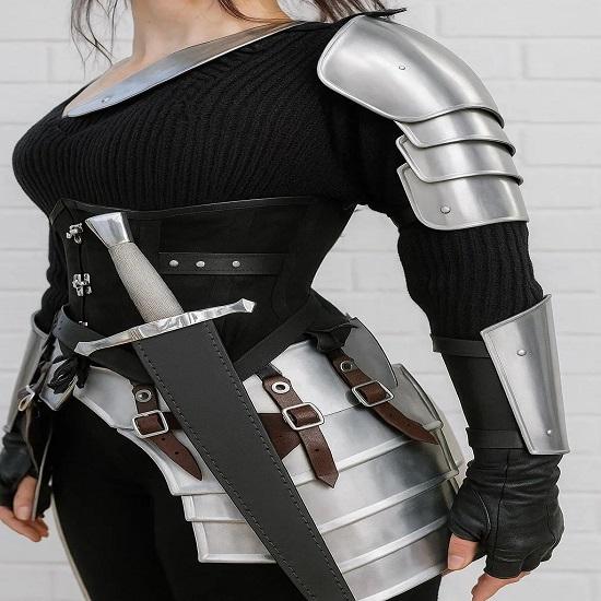 Medieval Warrior Steel Armor Set  Female Cosplay Armor LARP  Fantasy Costume Shoulder, Arm and Hip Plate Armor