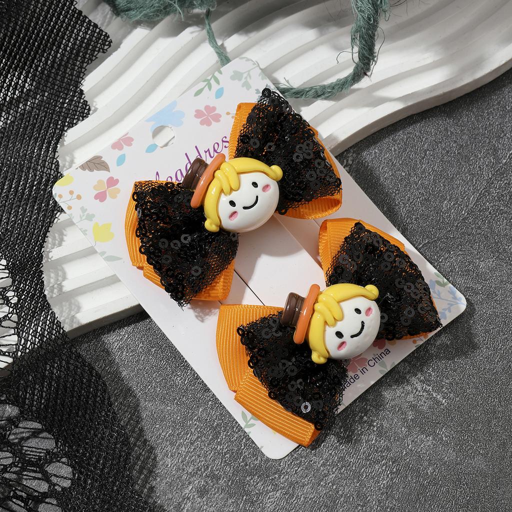 2PCS New Cute Fashion Halloween Cartoon Bow Lovely Girls Hairpins Children Headwear Hairgrip Hair Clips Hair Accessories