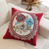 Peony Flower Bedside Soft Cover Backrest Chinese Style Light Luxury Pillow Embroidery