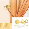 2 Pcs Golden Bow Curtain Tiebacks, Bow Curtain Holdbacks Wall Mounted, Suitable for Curtains and Bow Room Decoration