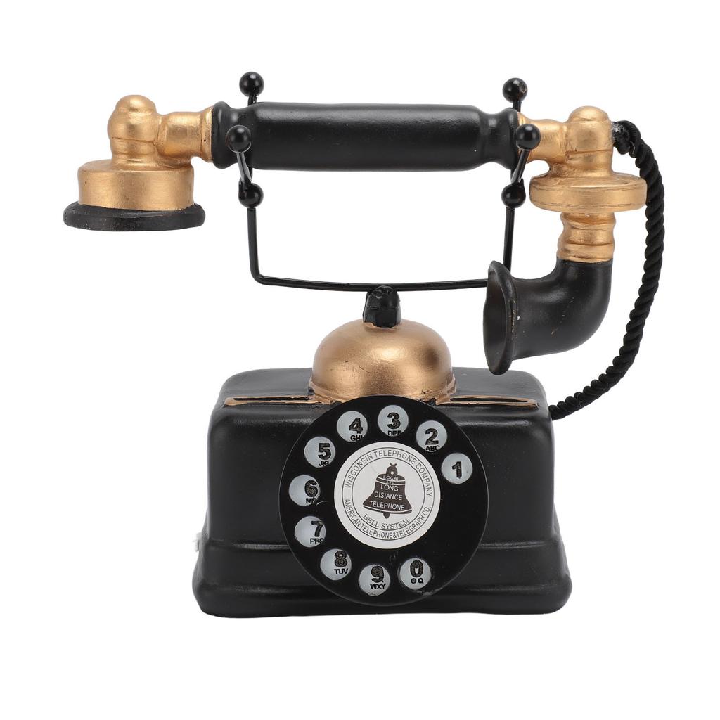 Retro Telephone Ornament Vintage Button Corded Phone Decoration Lifelike Exquisite Old Phone Model