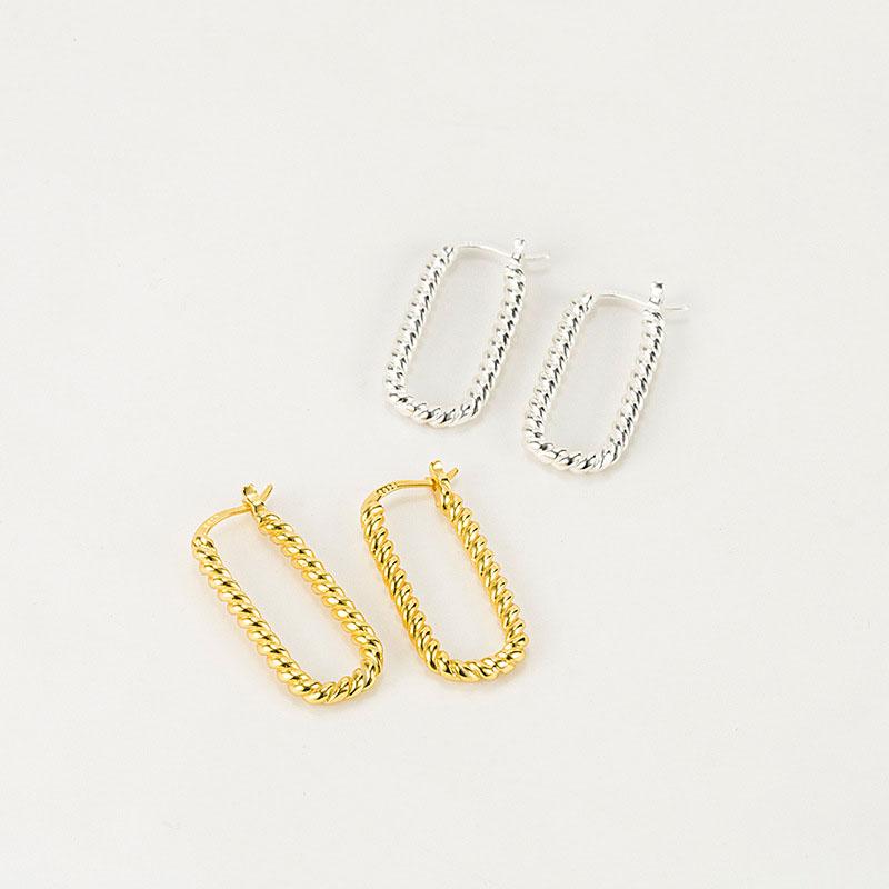 ANENJERY U-förmiger Ohrring für Damen, einfache französische Creolen mit gedrehtem Seil, Boucle d'Oreille Argent