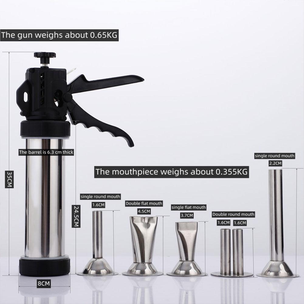 Stainless Steel Small Sausage Tool Fast Sausage Filling 1.5lbs with 5 Nozzles BBQ Kitchen Tool for Household Use Or Commercial