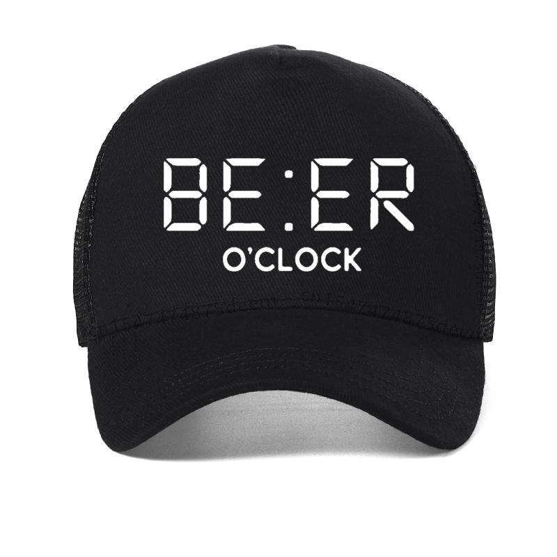 100% Cotton Funny BEER OCLOCK Print Unisex Baseball Cap Cool Summer Mesh Trucker Hat Breathable Adjustable Snapback Hats
