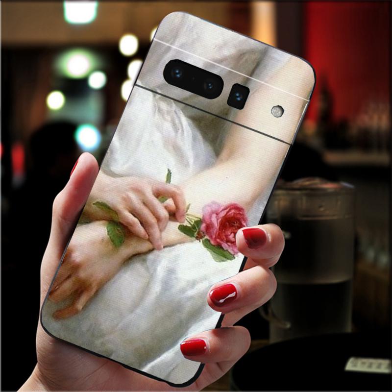 

Phone Case For Google Pixel 10 9 Pro XL 9A 8 7 6 Pro Pixel 8A 7A 6A Pixel 8 7 6 5 Woman Lady Daisies roses Flower Art Painting Google Pixel 6A