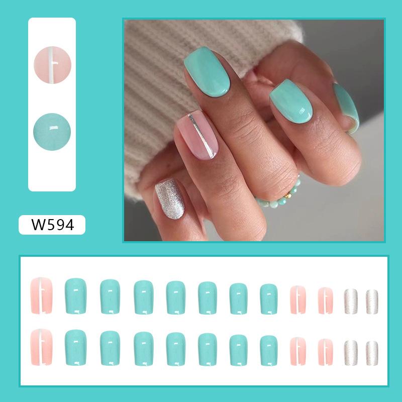 Summer Colorful Fresh And Cute Flowers European And American Fake Nails Solid Color Matte Nail Art Pieces Fashion Wear Nail