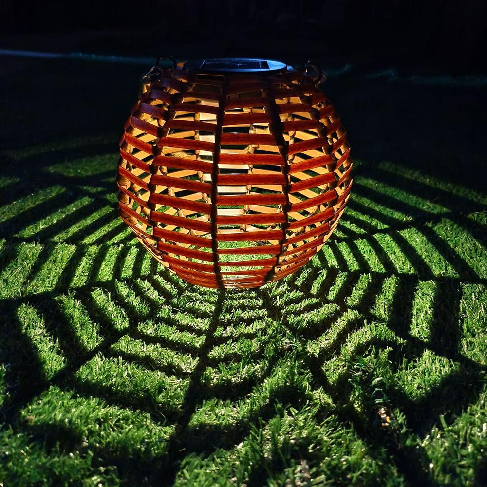 Rattan Wicker Outdoor Garden Villa Decorative Lamp Piece Handcrafted Lighting for Patio Balcony Furniture Accessory