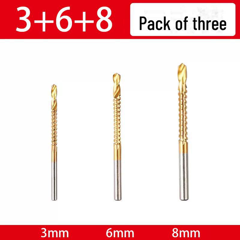 Titanium-Coated Serrated Twist Drill Bit for Woodworking and Grooving