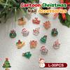 30 Pcs Cute Mini Resin Cartoon Christmas Decorations Flatback Ornament Jewelry Making Manicure Hairwear Accessories