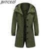 BITCED Autumn/Winter Water-Repellent Hooded Trench Coat Women's Casual Long Coat Loose Fit Plus Size Outdoor Rainwear