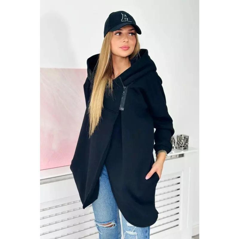Damenmode, lässig, einfarbig, bedruckt, Herbst-Winter, langärmelig, mit Kapuze, Jacken und Mäntel