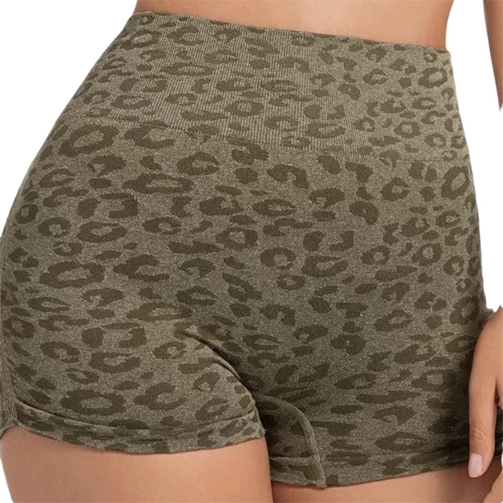 Skin Tight Seamless Shorts Leopard Yoga Shorts Active Wear High Waist Shorts  Running XL