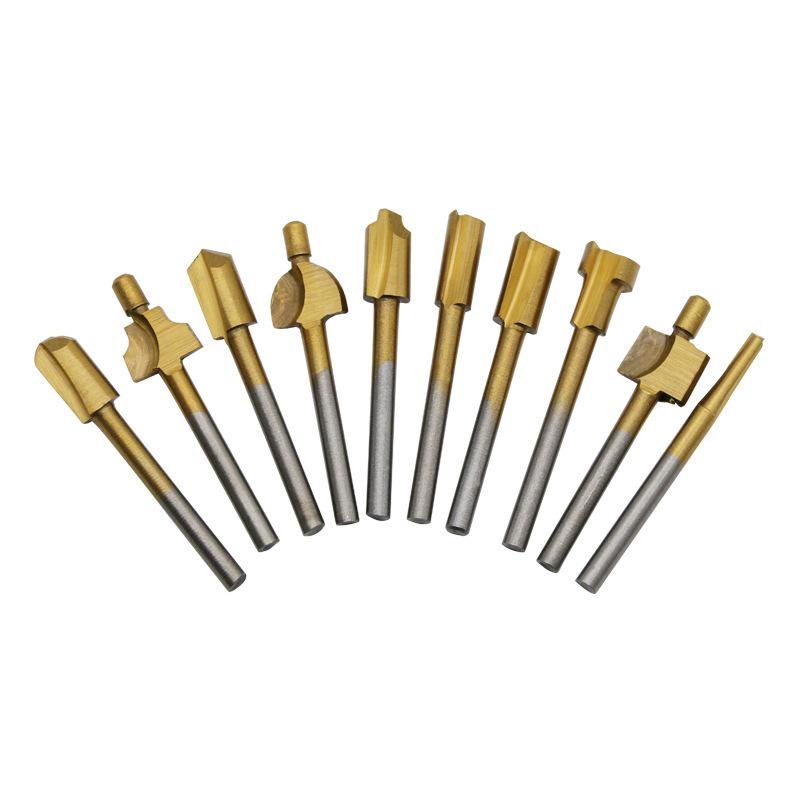 10-Piece Titanium Coated High-Speed Steel Slotting Cutter Set for Woodworking & Engraving