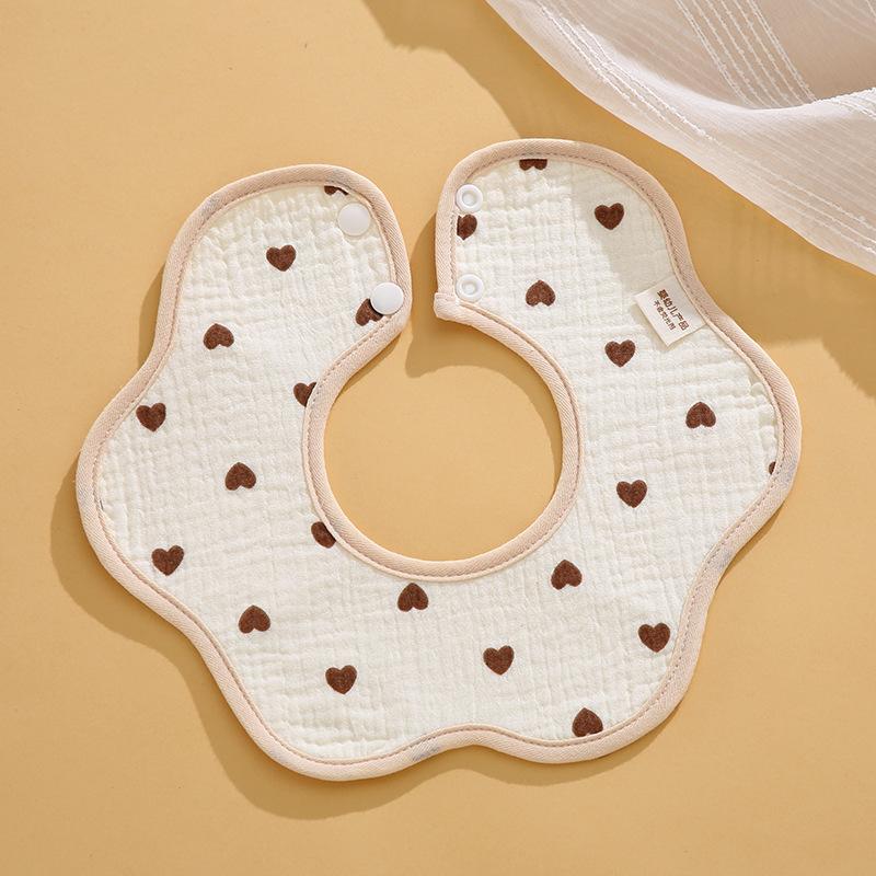Class A Newborn Baby Saliva Towel Crepe Waterproof Petal Bib Autumn Winter Children Eating Cartoon Cotton Bib