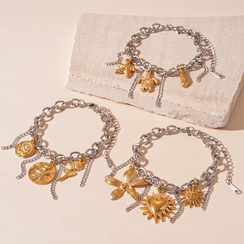 Beach Sea Series Starfish Steel Bracelet Ocean Animal/Flower Starfish Hand Chain  Girls Couple