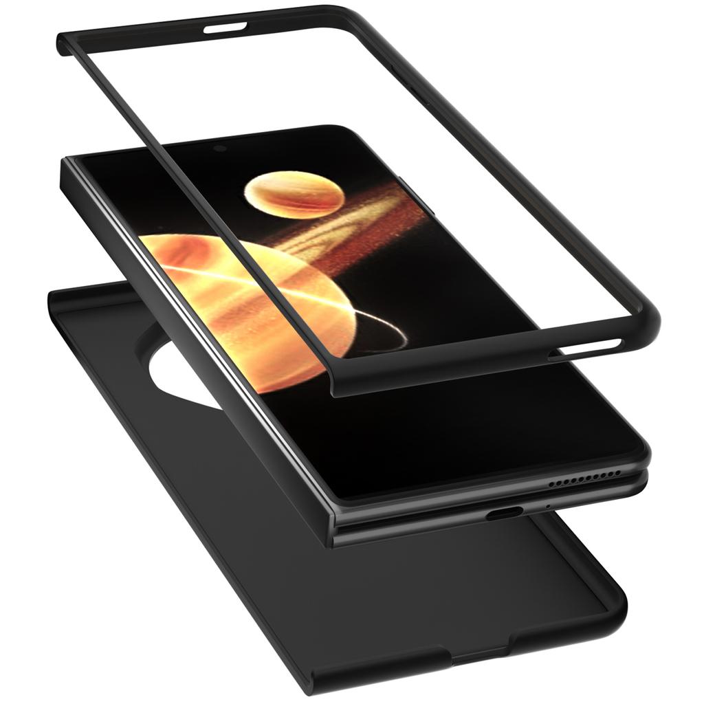 Für Honor Magic V3 5G Hülle Schwarzer Rand PU+PC Handyhülle Strass-Textur