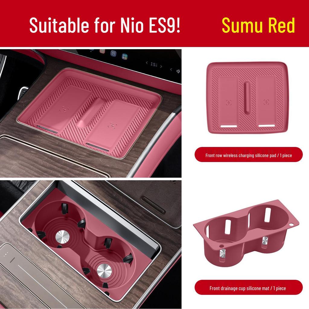 Nio ES9 Center Console Cup Holder Silicone Mat Set - Car Interior Decoration Accessories