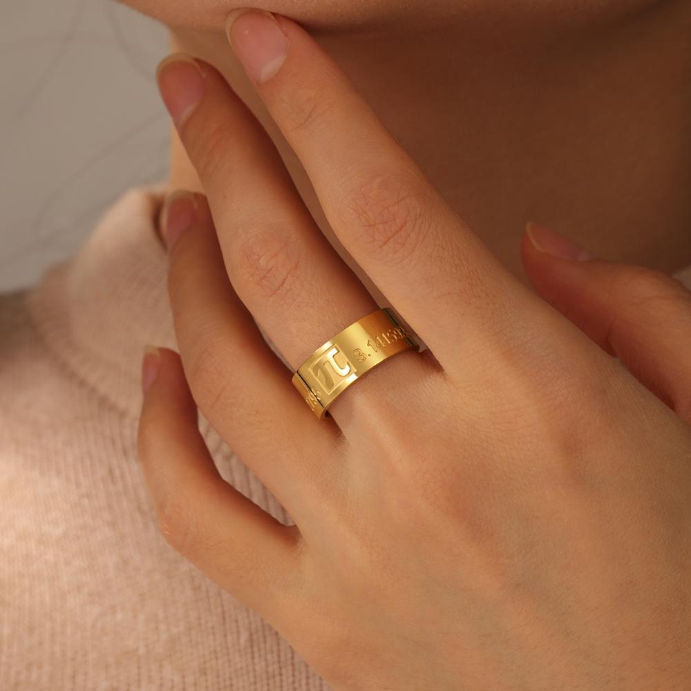 Dawapara Pi Symbol Ring Greek Letter Pi Stainless Steel Wedding Band Mathematical Jewelry Math Lovers Birthday Gifts