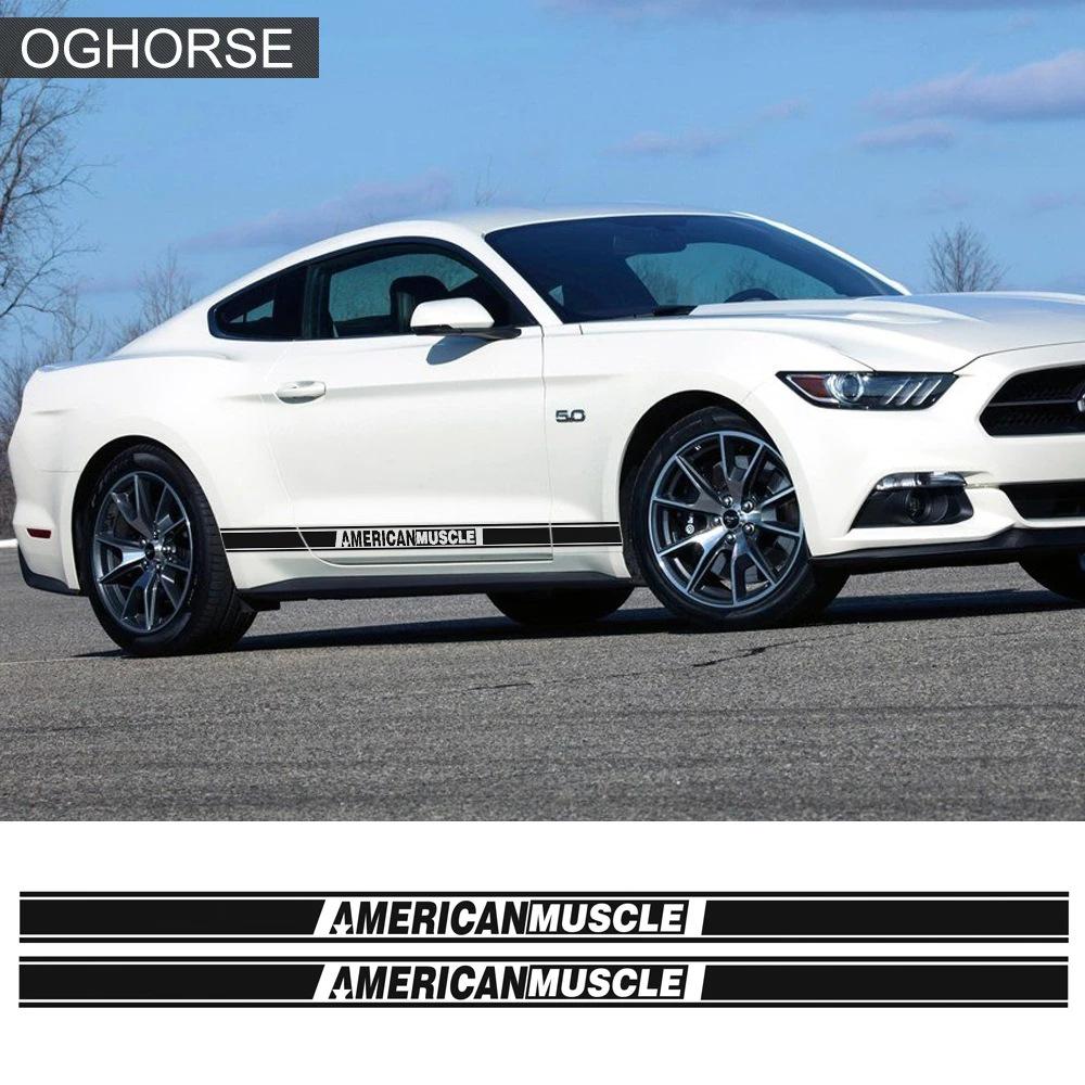 Ford Mustang Racing Stripes & Side Skirt Stickers for Car Modification