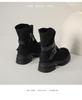 Women's Vintage Round Toe Leather Ankle Boots - Thick Sole, Chunky Heel, Short Tube for Autumn/Winter