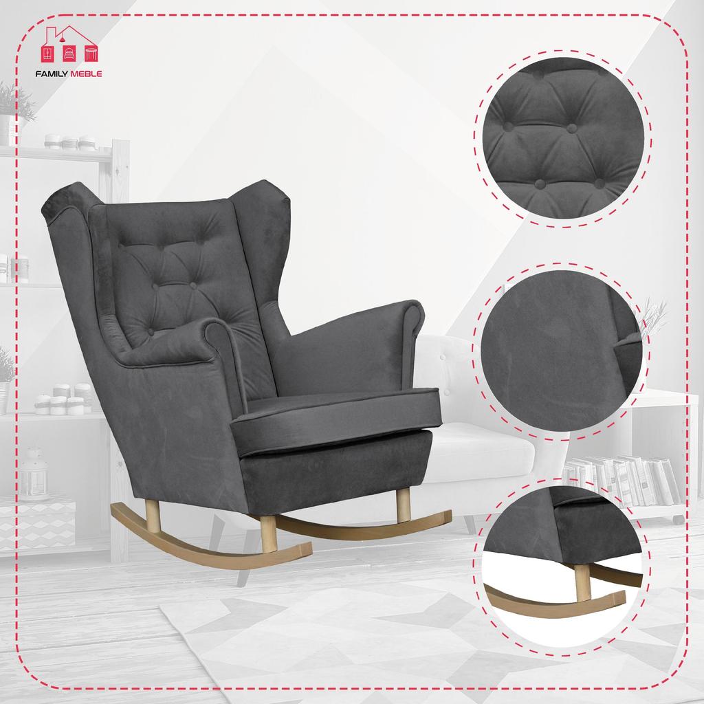 Fotel uszak Diana bujany skandynawski Family Meble klasyczny bujak