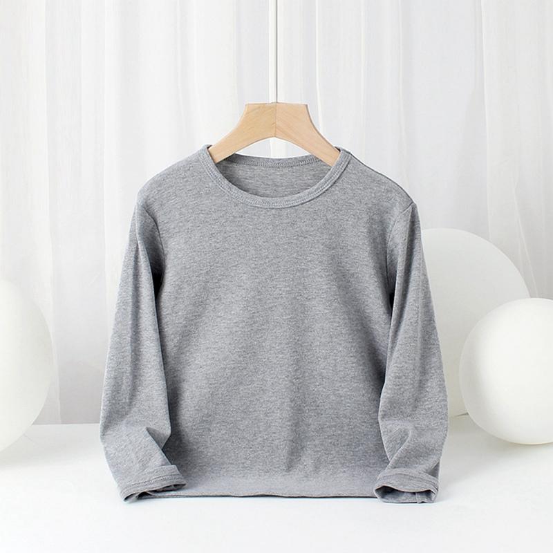 4–10 Jahre Kinder-Langarm-Sweatshirt, einfarbiges Pullover-Shirt mit O-Ausschnitt für Kinder