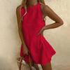 Women's Spring/Summer Solid Scalloped Trim Sleeveless Casual Dress