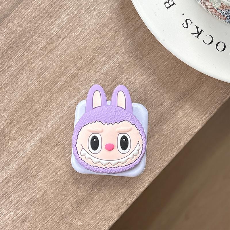 Cartoon Cute Mobile Phone Airbag Bracket Pasted Flip Mirror Telescopic Desktop Support Frame Portable Makeup Mirror Women'S Model