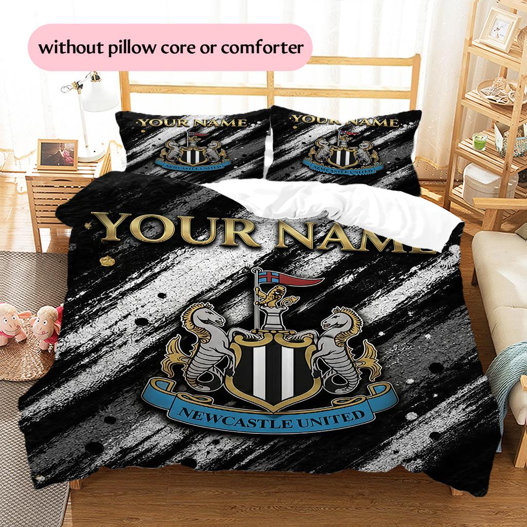 Custom Name Newcastle United Pattern Bedding Quilt Set  Home Decoration  Gift (1 * duvet cover + 2 * pillowcase  without core)